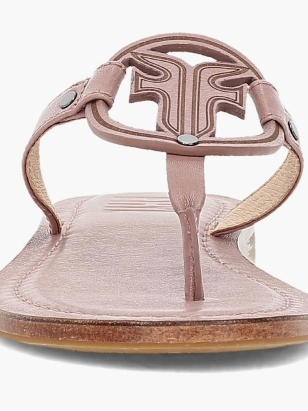Frye Taylor logo Rose Metallic Thong Sandals 8
